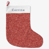 ギラギラ レッド ラメ クリスマス ラージクリスマスストッキング (正面)