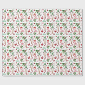 ギラフおもしろいサンタハットホリーハート ラッピングペーパー (フラット)