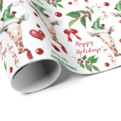 ギラフおもしろいサンタハットホリーハート ラッピングペーパー (ロールコーナー)
