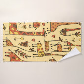 ギラフおもしろいスのスケッチ、シームレスなパターンを希望 バスタオル (バスタオル)