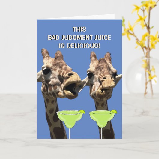 ギラフおもしろいマルガリータ誕生日カード カード (黄色い花)