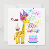 ギラフの誕生日カードの招待状 招待状 (正面)