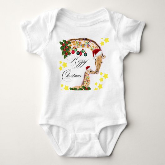 ギラフェスの愛する家族と幸せなクリスマス ベビーボディスーツ (正面)