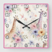 ギラフェスは明るいアフリカの開花を通り抜ける スクエア壁時計 (正面)