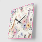 ギラフェスは明るいアフリカの開花を通り抜ける スクエア壁時計 (傾斜)