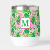 ギラフェス名門私立校風のピンクグリーン熱帯モノグラム (正面)