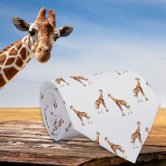 ギラフェス野生生物パターンライトグレー ネクタイ