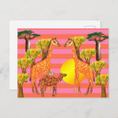 ギラフェス、ラクダ、鳥スケッチ葉書 ポストカード (正面/裏面)