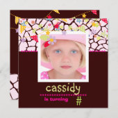 ギラフ+フローラ写真/パーソナライズされたパーティー招待状 招待状 (正面/裏面)