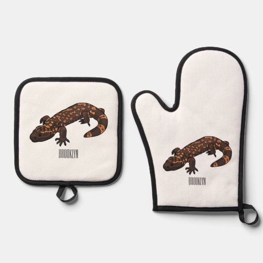 ギラ怪獣マンガイラストレーション 鍋つかみ&鍋敷きセット (正面)