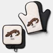 ギラ怪獣マンガイラストレーション 鍋つかみ&鍋敷きセット (正面/裏面)