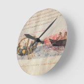 ギリシア火薬(子牛皮紙) ラウンド壁時計 (傾斜)