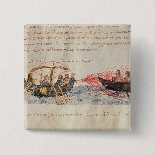 ギリシア火薬(子牛皮紙) 缶バッジ (正面)