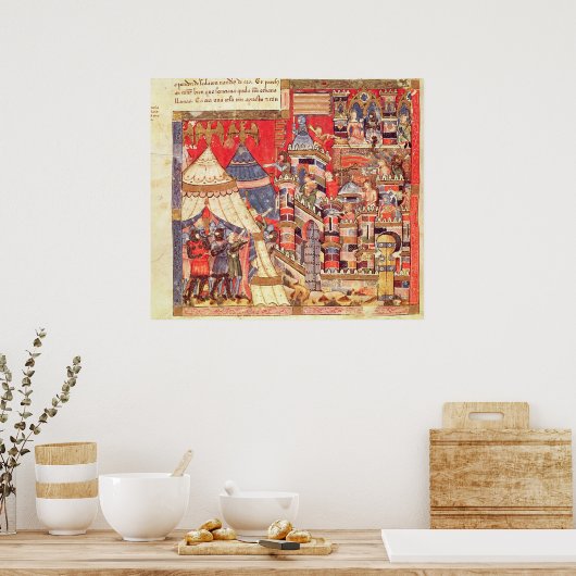 ギリシア軍の野営地とトロイアの街 ポスター (キッチン)