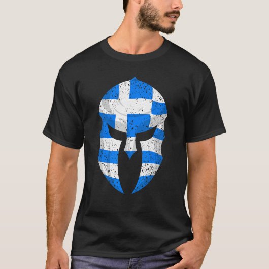ギリシャおもしろいスパルタン国旗のギフト男性へ女性 Tシャツ (正面)