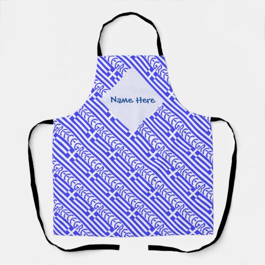 ギリシャおよびギリシャ国旗のタイル張り青パーソナライゼーション エプロン (正面)