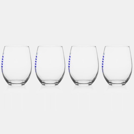 ギリシャおよびギリシャ国旗の青の個人設定 ステムなしワイングラス (左)