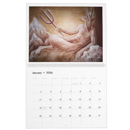 ギリシャおよびローマ神話の(占星術の)十二宮図のカレンダー カレンダー (1月 2026)