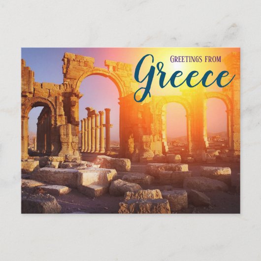 ギリシャからのご挨拶 古代遺跡 パルテノン神殿 ポストカード (正面)
