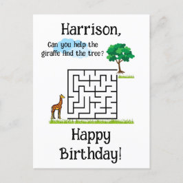ギリシャが木を見つける誕生日迷路パズルを手伝って ポストカード