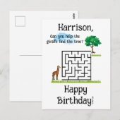 ギリシャが木を見つける誕生日迷路パズルを手伝って ポストカード (正面/裏面)