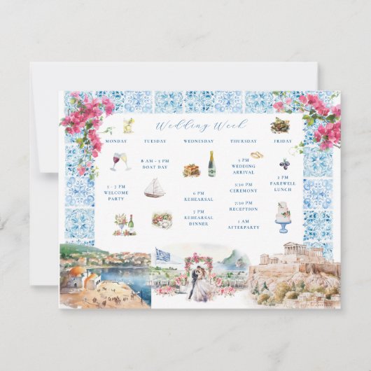 ギリシャでの結婚式週末の歓迎のご案内です 招待状 (正面)