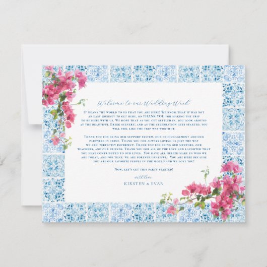 ギリシャでの結婚式週末の歓迎のご案内です 招待状 (裏面)