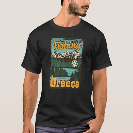 ギリシャで釣りをしよう ギリシャ 釣り Tシャツ (正面)