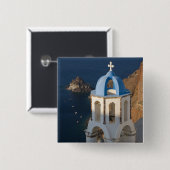 ギリシャとギリシャのサントリーニ島オイア2 缶バッジ (正面&裏面)