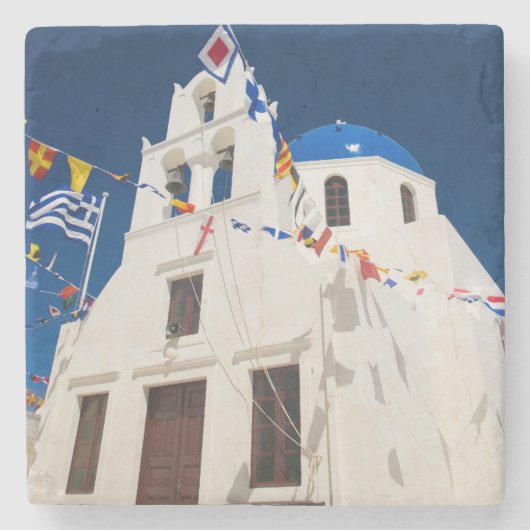 ギリシャとギリシャのサントリーニ島オイア4 ストーンコースター (正面)