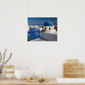 ギリシャとギリシャのサントリーニ島 ポスター (キッチン)