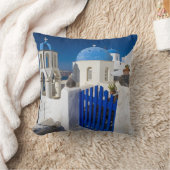 ギリシャとギリシャの島サントリーニの町のオイア3 クッション (ブランケット)