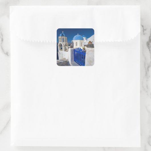 ギリシャとギリシャの島サントリーニの町のオイア3 スクエアシール (バッグ)