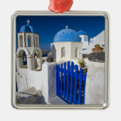 ギリシャとギリシャの島サントリーニの町のオイア3 メタルオーナメント (正面)