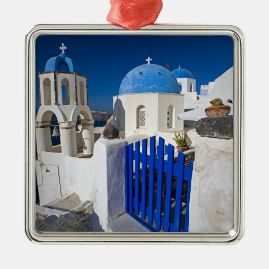ギリシャとギリシャの島サントリーニの町のオイア3 メタルオーナメント (正面)