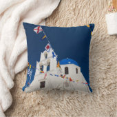 ギリシャとギリシャの島サントリーニの町のオイア4 クッション (ブランケット)