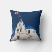 ギリシャとギリシャの島サントリーニの町のオイア4 クッション (裏面)