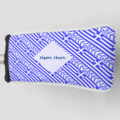 ギリシャとギリシャ国旗のタイル張りブルーパーソナライズされた ゴルフヘッドカバー (正面)