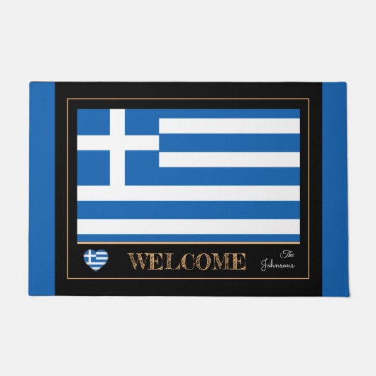 ギリシャとギリシャ国旗のハウスマット/スポーツウェルカム ドアマット (正面)