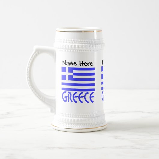 ギリシャとギリシャ国旗の名前 ビールジョッキ (左)