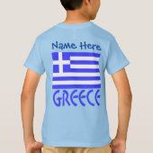 ギリシャとギリシャ国旗の青の個人用設定の少年 Tシャツ (裏面)