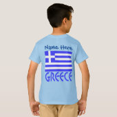 ギリシャとギリシャ国旗の青の個人用設定の少年 Tシャツ (裏面フル)