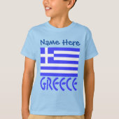 ギリシャとギリシャ国旗の青の個人用設定の少年 Tシャツ (正面)