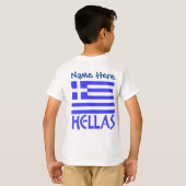 ギリシャとギリシャ国旗ブルーのパーソナライズ少年 Tシャツ (裏面フル)