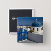 ギリシャとサントリーニ島 缶バッジ (正面&裏面)