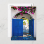 ギリシャとトルコのスタイルブルードア ポストカード (正面/裏面)