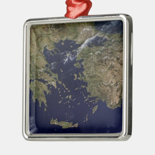 ギリシャとトルコの衛星表示 メタルオーナメント (左)