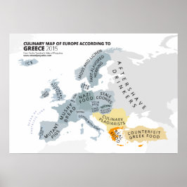 ギリシャによるヨーロッパの料理の地図 ポスター