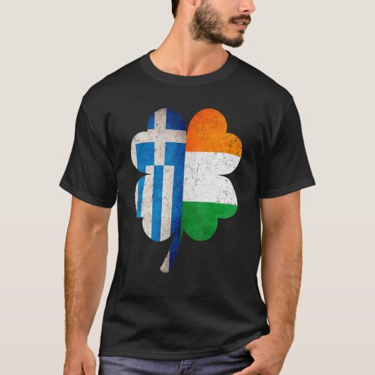 ギリシャのアイリッシュシャームロックギリシャ国旗St Patric Tシャツ (正面)