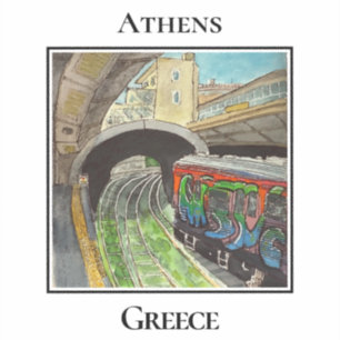 ギリシャのアテネのモナスティラキにある落書き電車 シール